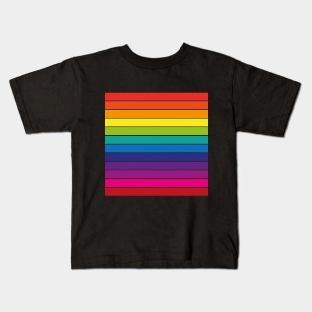 Rainbow Stripes Kids T-Shirt by HelenDesigns